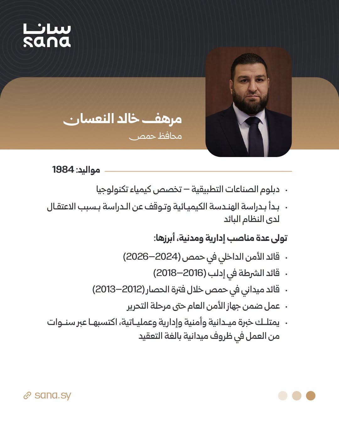 السيرة الذاتية لمحافظ حمص مرهف خالد النعسان